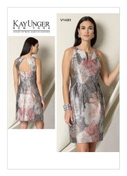1481 VOGUE KAY UNGER LINED SLEEVELESS YOKE CUT OUT BACK DRESS PATTERN 14-22